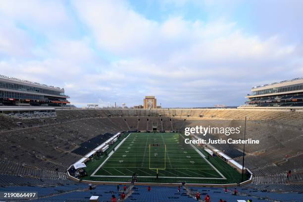 General view of Notre Dame Stadium prior to the Playoff First Round game between the Indiana Hoosiers and the Notre Dame Fighting Irish on December...