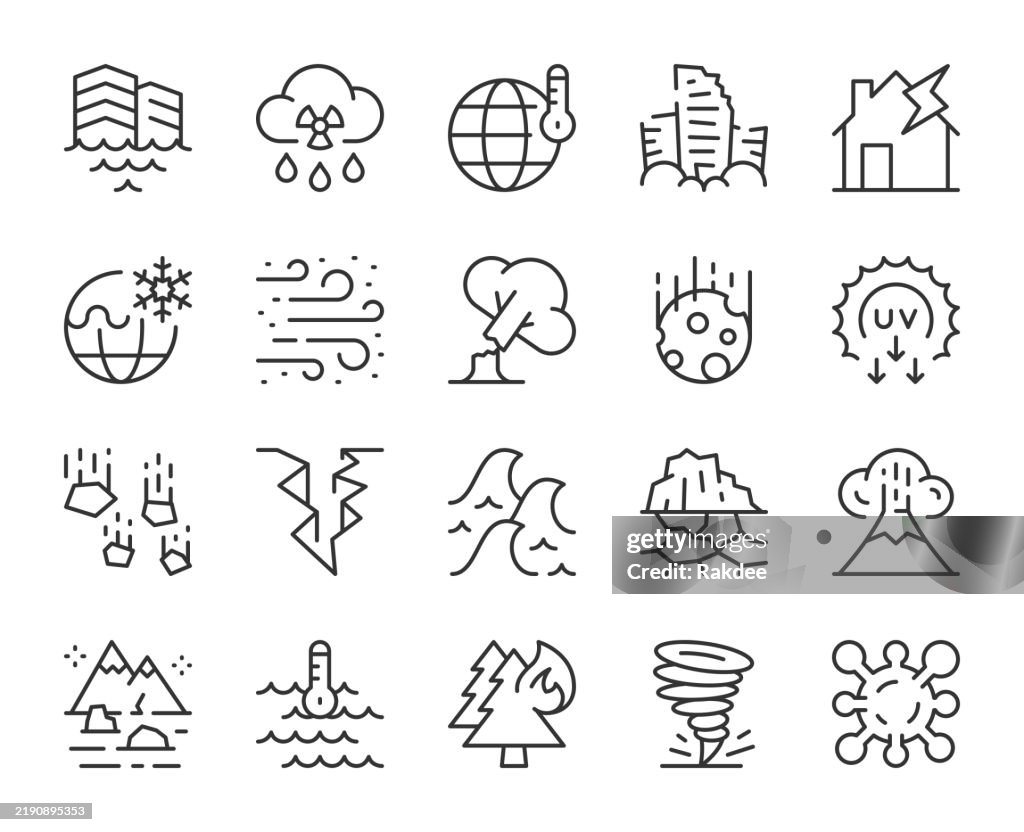 Desastre natural - Iconos de líneas de luz