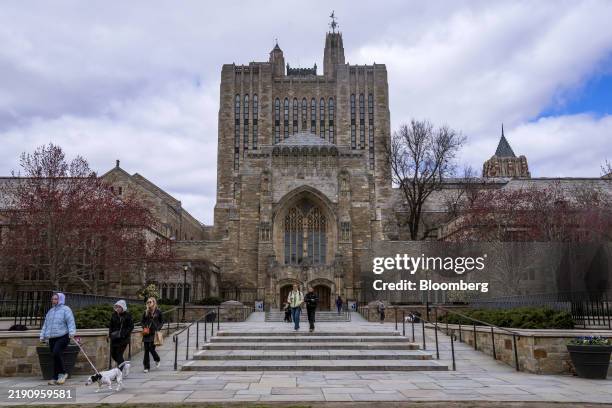 Sterling Memorial Library at Yale University campus in New Haven, Connecticut, US, on Sunday April 7, 2024. A Bloomberg News analysis of more than...