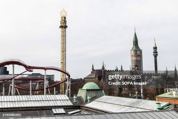 Tivoli Gardens and Copenhagen City Hall are seen from the roof of the Ny Carlsberg Glyptotek.
