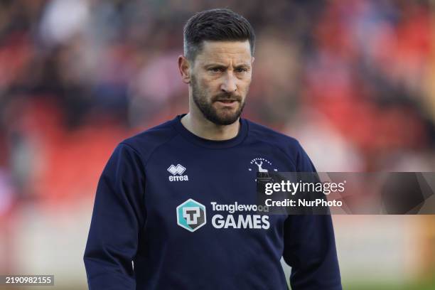 Hartlepool United's Head Coach Anthony Limbrick is present during the Vanarama National League match between Gateshead and Hartlepool United at the...