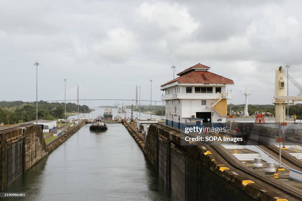 The Atlantic Ocean entrance of the Panama Canal directs...