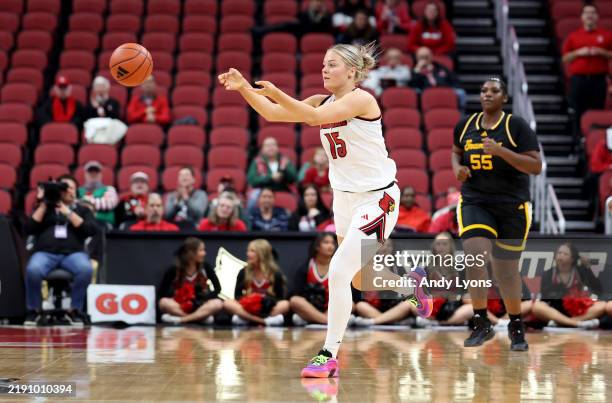 Isla Juffermans of the Louisville Cardinals against the Grambling State Tigers at KFC YUM! Center on December 12, 2024 in Louisville, Kentucky.