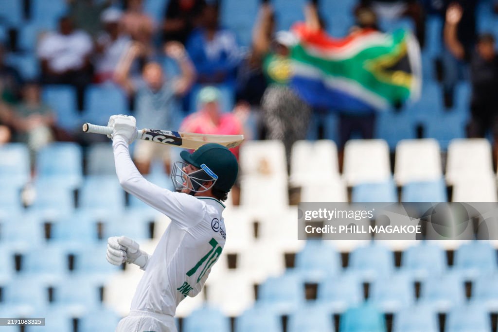 TOPSHOT - South Africa's Marco Jansen celebrates hitting a four... News ...
