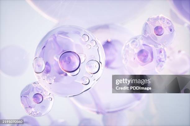 renderizado 3d de partículas microscópicas - célula fotografías e imágenes de stock