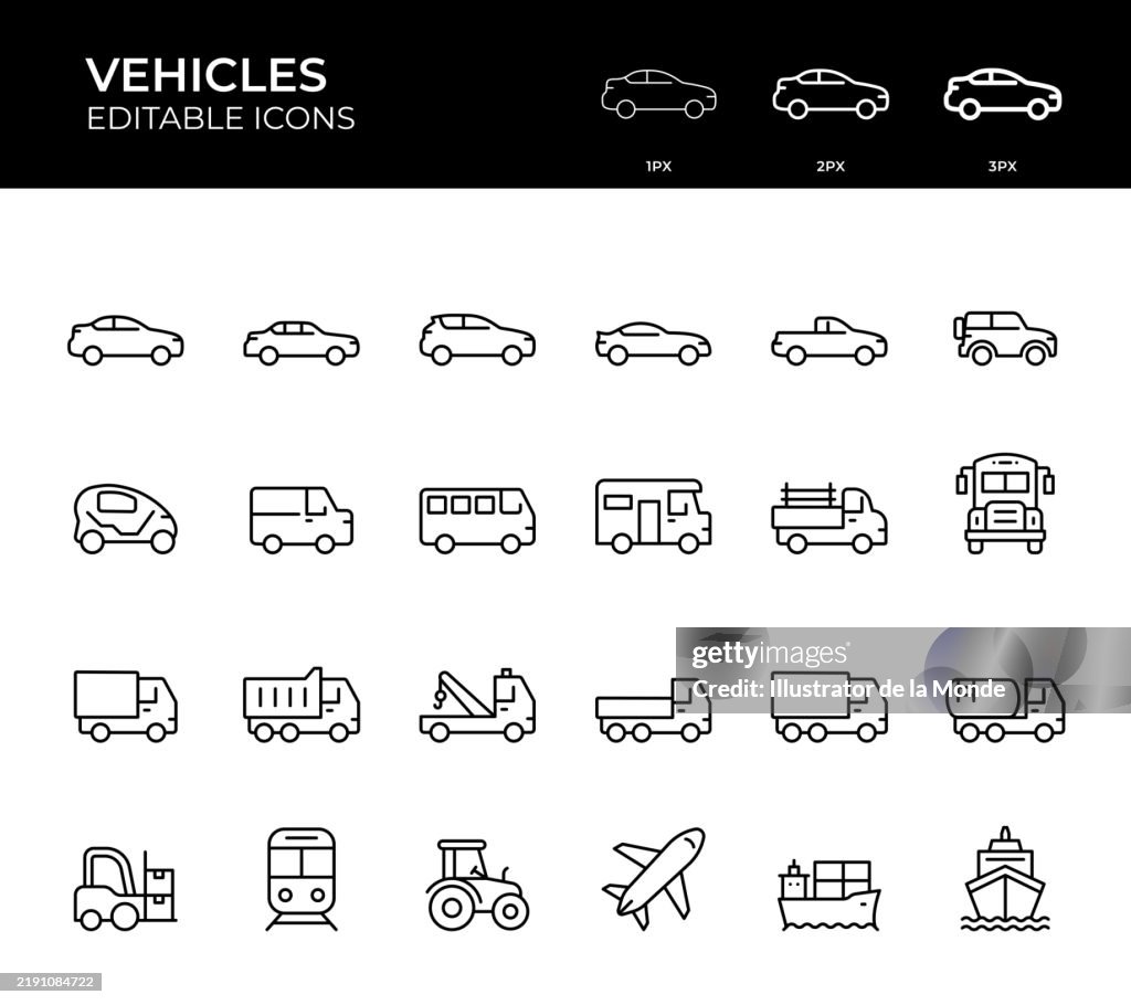Vehicles Line Icons