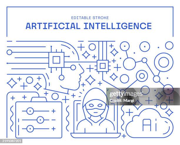 artificial intelligence banner template - voice command computer stock illustrations
