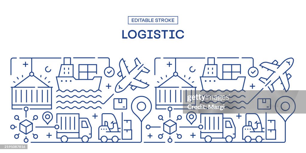 Distribution Program Banner Logistic Distribution Editable Stroke Banner Design High-Res Vector ...