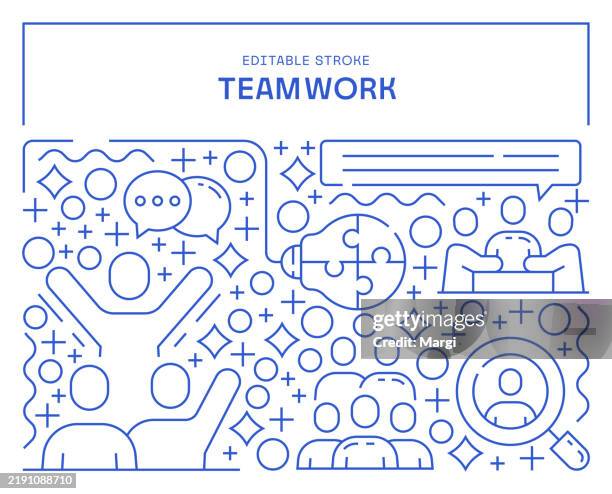 teamwork web banner template - team building concept stock illustrations