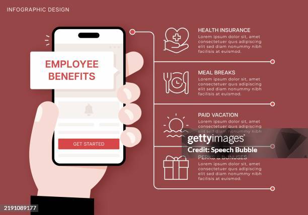 employee benefits infographic template - perks stock illustrations