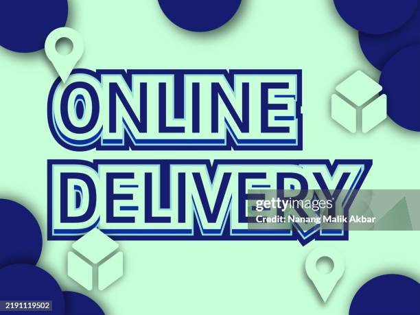 online delivery editable text effect. text can be changed. - packaging mockup stock illustrations