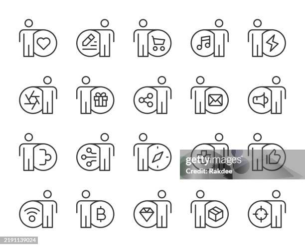 human behavior 2 - light line icons - editing software stock illustrations