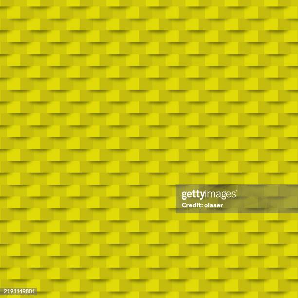 mustard-yellow triangular 3d pattern casting shadow - solid colour background stock illustrations