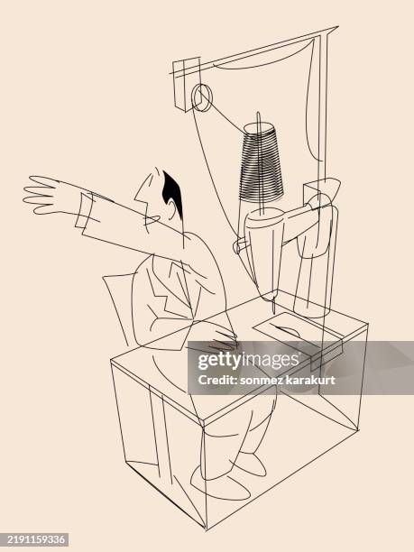 ilustrações de stock, clip art, desenhos animados e ícones de textile worker using sewing machine - máquina de costura