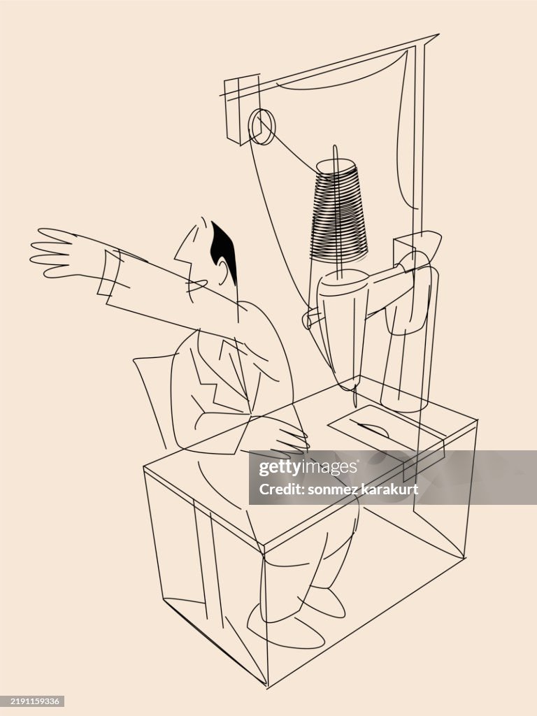 Textile worker using sewing machine