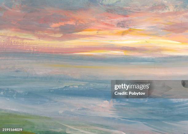 abstract seascape, oil painting - seascape stock illustrations