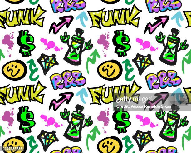 Get Funky Graphics Funky Graffiti Art With Hand Drawn Symbols And Typography Seamless ...