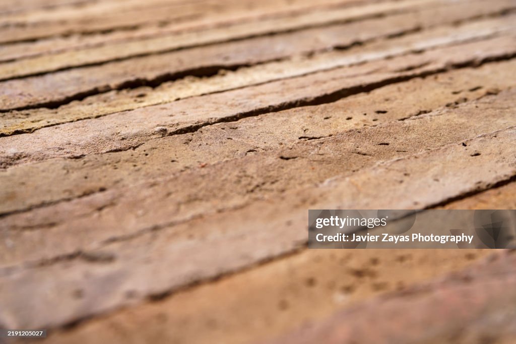 Drying mud bricks create a rich, textured pattern, showcasing the beauty of natural building materials in traditional architecture
