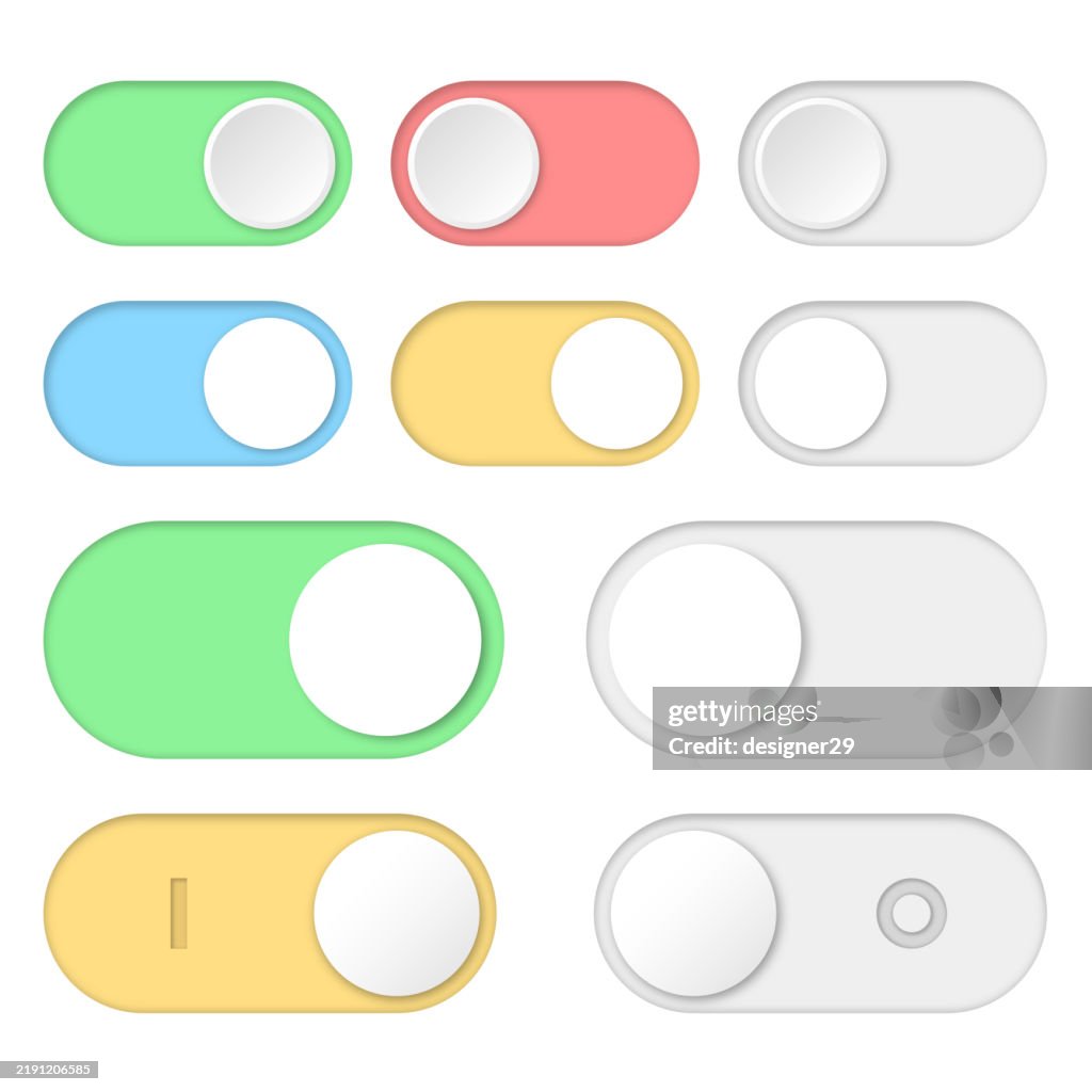 Toggle Switch Button Vector Collection High-Res Vector Graphic - Getty ...