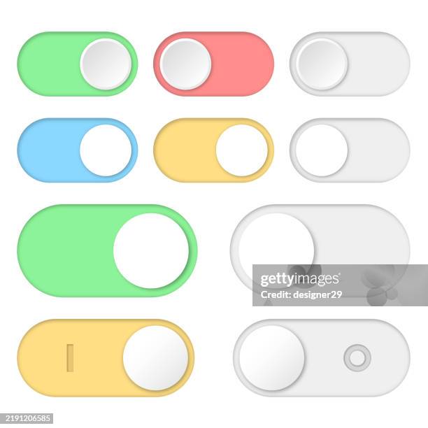 Toggle Switch Button Vector Collection High-Res Vector Graphic - Getty ...