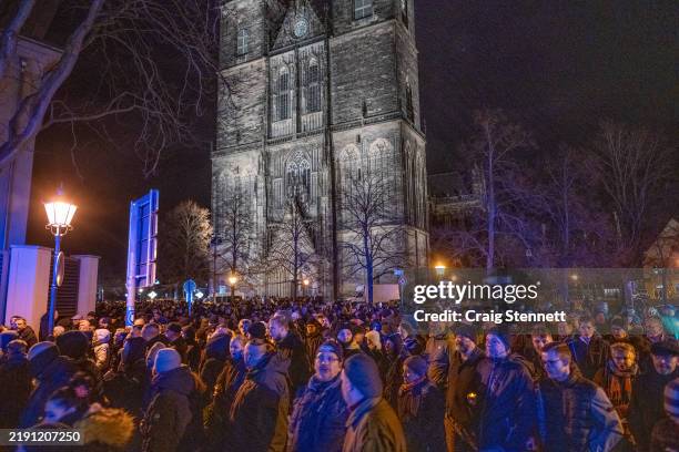 Members of the public start their march at the AfD's Memorial Event & Mourning Procession on December 23, 2024 in Magdeburg, Saxony-Anhalt. Germany....