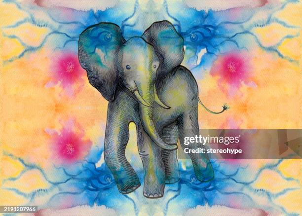 survivor elephant - desert elephant stock illustrations