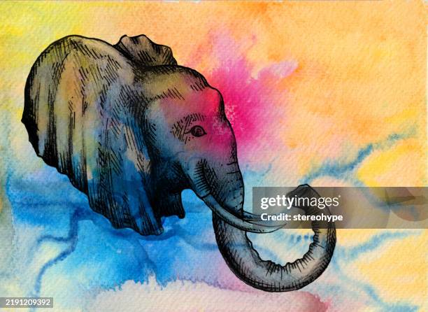 imagination elephant - paleolithic stock illustrations