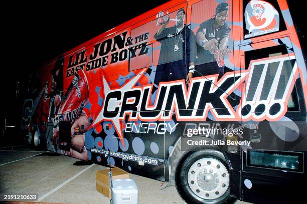 Rapper Lil Jon's tour bus is seen backstage during the Anger Management Tour 3 at the Smirnoff Music Centre on July 28, 2005 in Dallas, Texas.