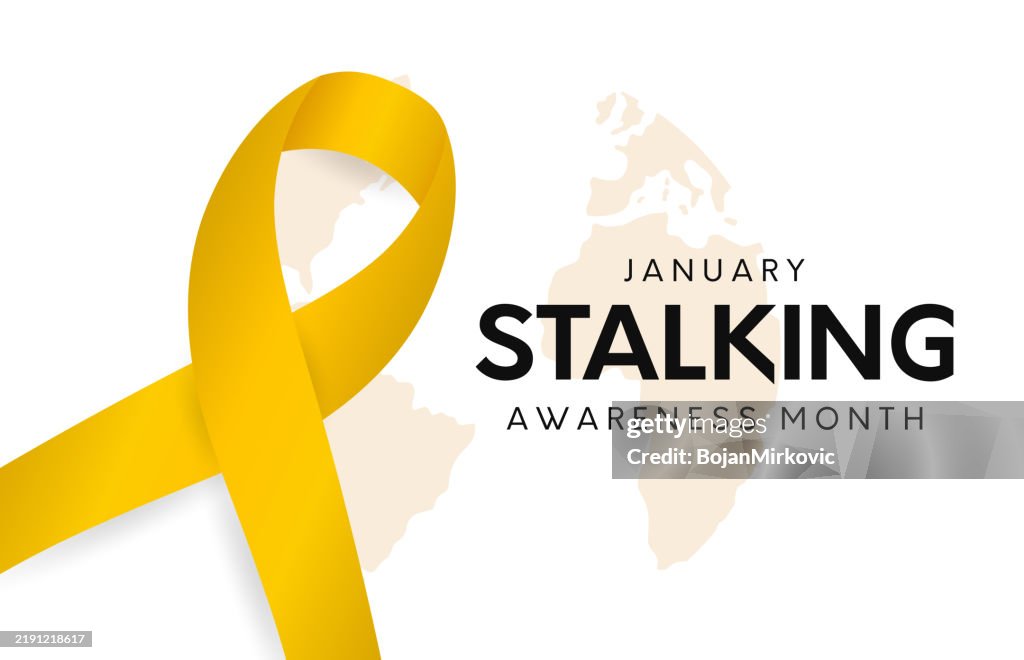 Stalking Awareness Month card, banner design, January. Vector