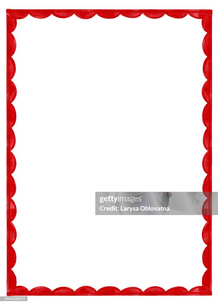 Simple Frame Red Design Watercolor Simple Frame With Red Pattern Forming A Rectangular Border ...