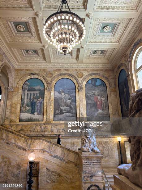 Chavannes Gallery with murals by Pierre Puvis de Chavannes, Boston Public Library, McKim Building, Boston, Massachusetts, USA.