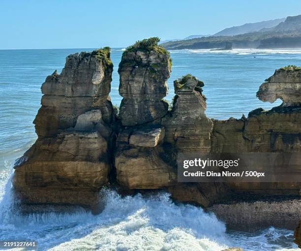 Scenic View Of Sea Against Clear Sky Paparoa National Park West Coast New Zealand High-Res Stock Photo