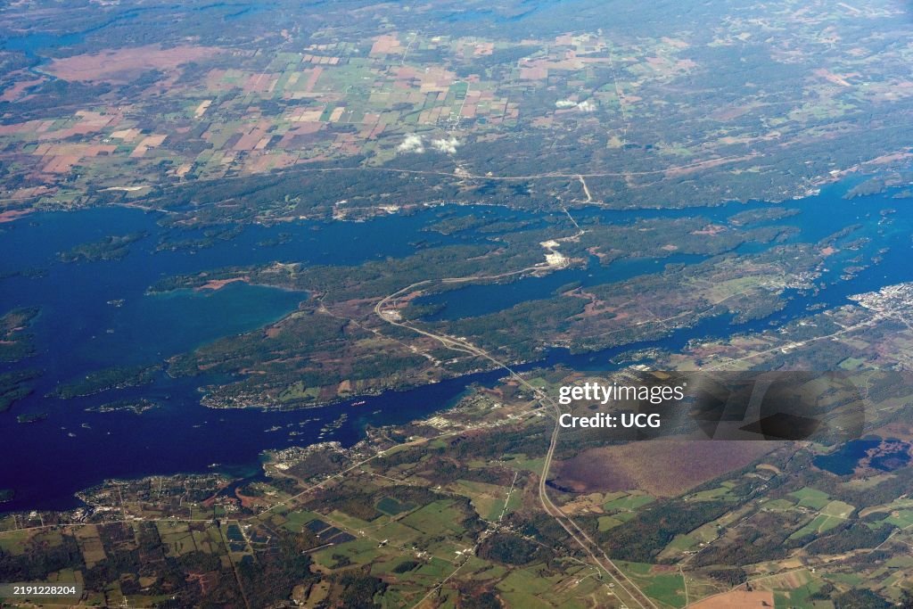 Wellesley Island in the middle of the St. Lawrence River, USA-Canada border.