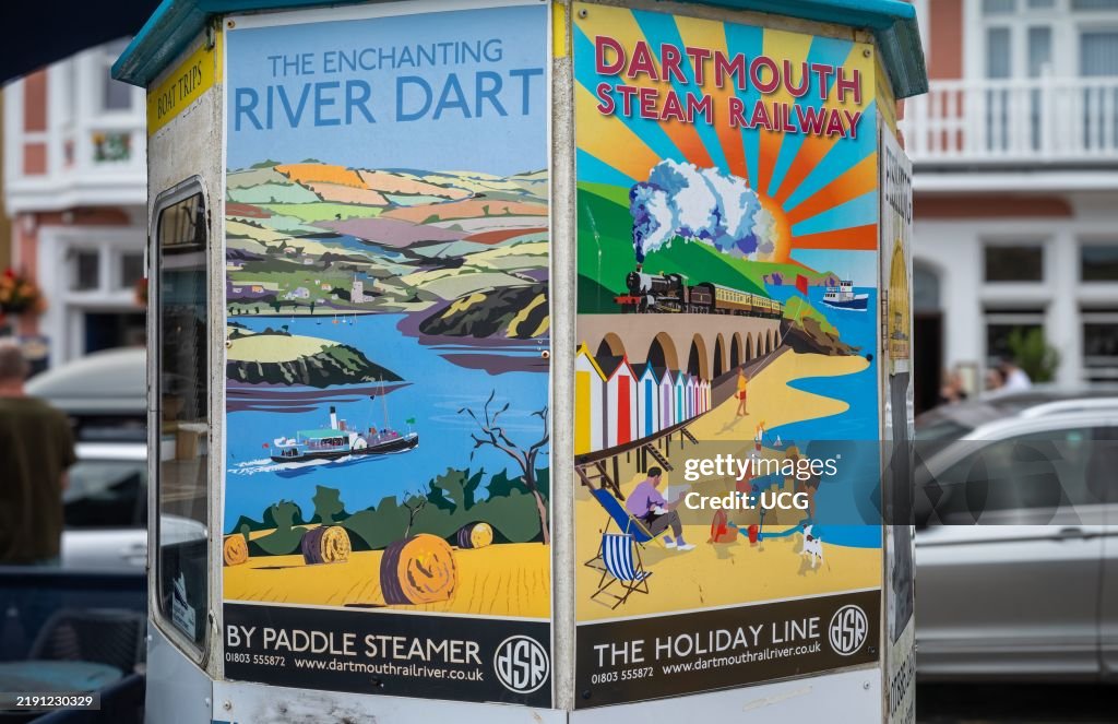 Tourist trip posters, Dartmouth, Devon, UK