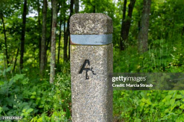 a marker for the appalachian trail through virginia - bodenmarkierung stock-fotos und bilder
