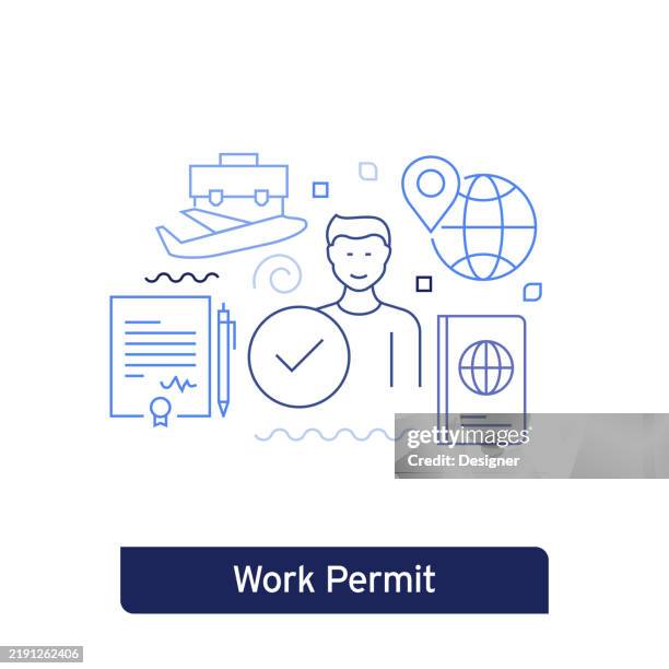 Work Permit Concept Vector Illustration Editable Stroke Vector Design ...