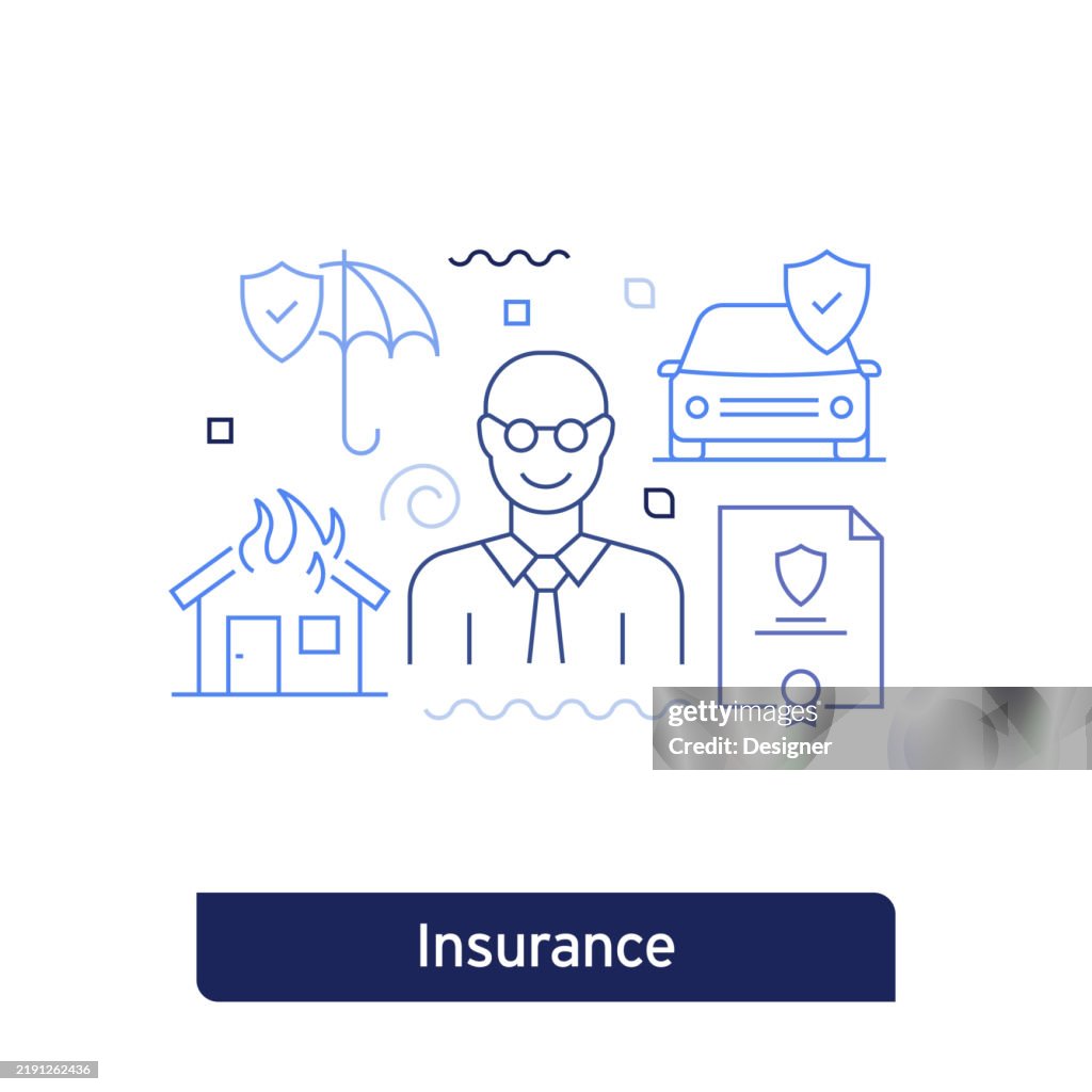 Insurance Sector Vector Insurance Concept Vector Illustration Editable Stroke Vector Design ...