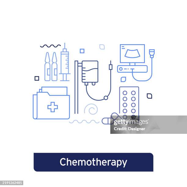 chemotheraphy concept vector illustration. editable stroke vector design. - chemotherapy stock illustrations