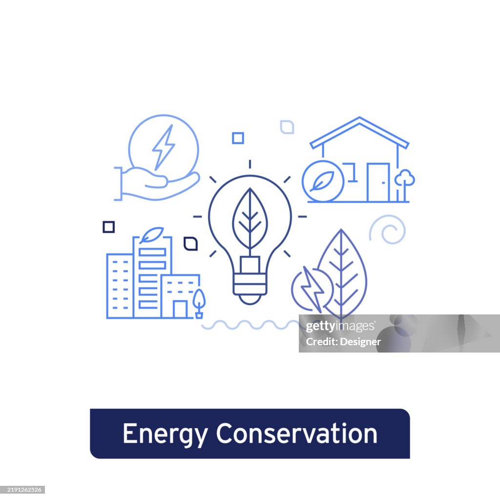 Energy Conversation Concept Vector Illustration Editable Stroke Vector ...