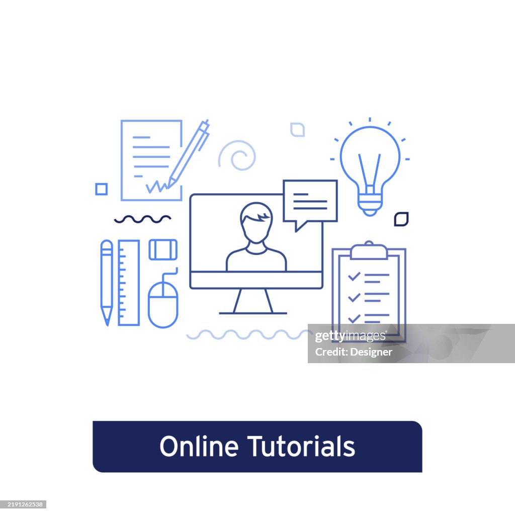 Skill Tutorial Vector Online Tutorials Concept Vector Illustration Editable Stroke Vector ...