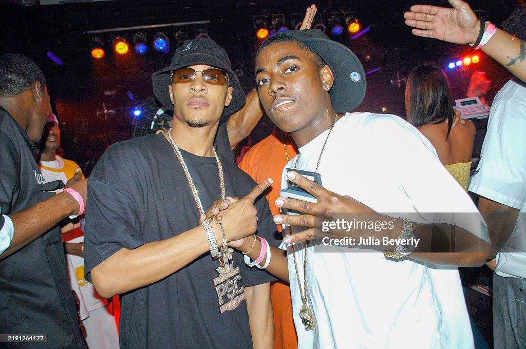 Meeting Rappers Rappers T.I. and Short Dawg a.k.a. Elvis Freshley attend TJ's DJ's ...