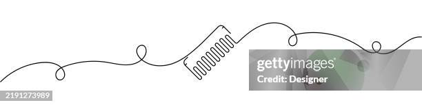 one continuous line drawing of hair comb icon. single line vector illustration - plastic comb stock illustrations