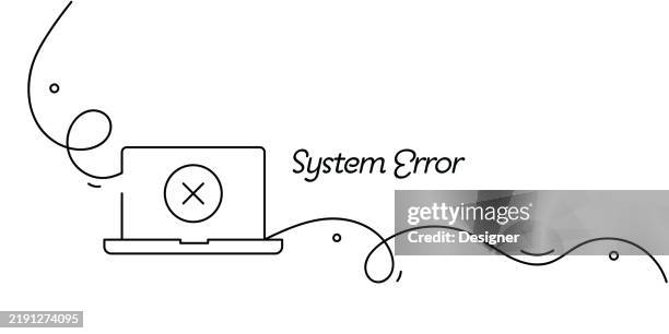 one continuous line drawing of system error icon. single line vector illustration - smash computer stock illustrations