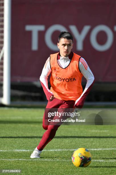 Roma player Enzo Le Fée during training session at Centro Sportivo Fulvio Bernardini on December 24, 2024 in Rome, Italy.