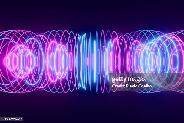 neon rings sound waves - onde sinusoïdale photos et images de collection
