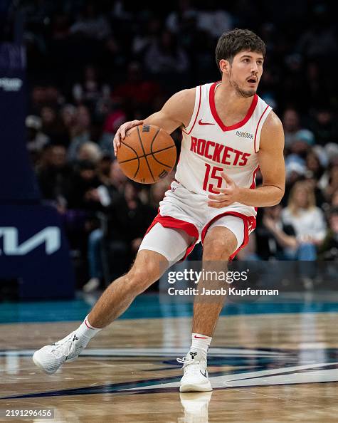 Sheppard Houston Rockets Reed Sheppard of the Houston Rockets plays against the Charlotte ...