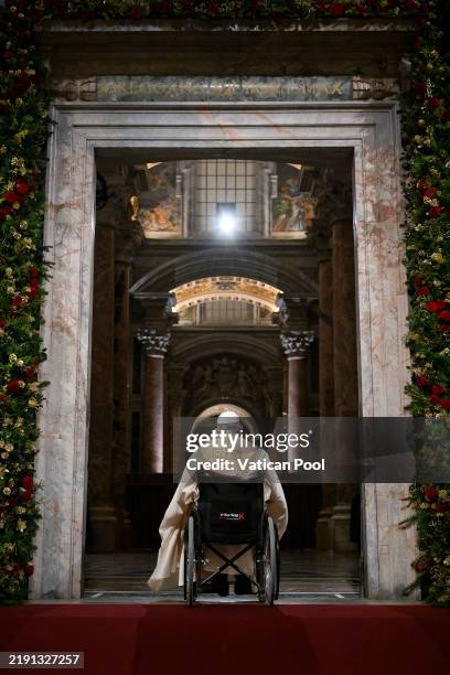 Pope Francis officially inaugurates the 2025 Jubilee Year with the solemn opening of the Holy Door at St. Peter's Basilica on December 24, 2024 in...
