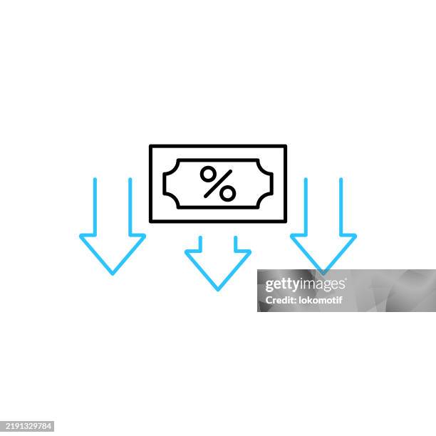 interest rate two color line icon with editable stroke. the icon is suitable for web design, mobile apps, ui, ux, and gui design. - lower stock illustrations