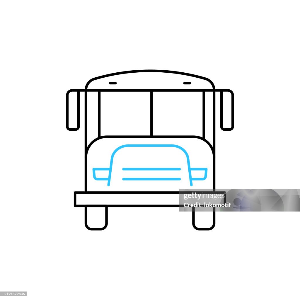 School Shuttle Bus Two Color Line Icon with Editable Stroke. The Icon is suitable for web design, mobile apps, UI, UX, and GUI design.