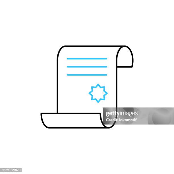 certificate two color line icon with editable stroke. the icon is suitable for web design, mobile apps, ui, ux, and gui design. - representing stock illustrations